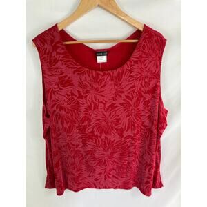 NWT Citiknit Red Floral Print Sleeveless Blouse Size 2X